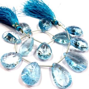 Shop Topaz Bead Shapes! Extremely Rare~Great Sparkling~Natural Sky Blue Topaz Concave Pear Cut Beads Topaz Pear Shape Beads Topaz  Jewelry Making Beads 12 Pcs. | Natural genuine other-shape Topaz beads for beading and jewelry making.  #jewelry #beads #beadedjewelry #diyjewelry #jewelrymaking #beadstore #beading #affiliate #ad