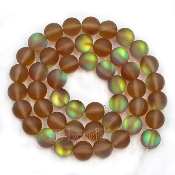 Matte Frosted Smoken Topaz Mystic Aura "quartz" Beads Jewelry Inside Ab Beads, Holographic 6mm 8mm 10mm 12mm. Made Of Glass