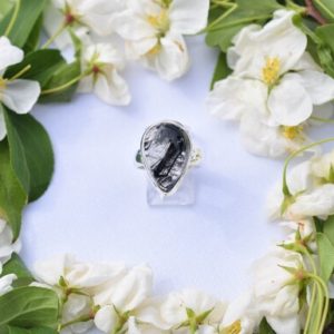 Shop Tourmalinated Quartz Rings! Tourmalinated Quartz Ring // Quartz Jewelry // Black Tourmaline Jewelry // Sterling Silver // Village Silversmith | Natural genuine Tourmalinated Quartz rings, simple unique handcrafted gemstone rings. #rings #jewelry #shopping #gift #handmade #fashion #style #affiliate #ad