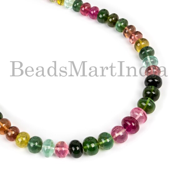 Aaa Quality Multi Tourmaline Necklace, 9-12mm Tourmaline Smooth Rondelle Necklace, Tourmaline Smooth Rondelle Beads, Multi Tourmaline Beads