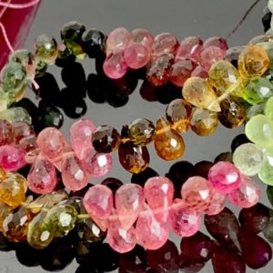 1/2 strand of tourmaline drops | Natural genuine other-shape Tourmaline beads for beading and jewelry making.  #jewelry #beads #beadedjewelry #diyjewelry #jewelrymaking #beadstore #beading #affiliate #ad