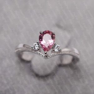Shop Tourmaline Rings! Tourmaline ring pear cut 3 stone sterling silver wedding ring for women | Natural genuine Tourmaline rings, simple unique alternative gemstone engagement rings. #rings #jewelry #bridal #wedding #jewelryaccessories #engagementrings #weddingideas #affiliate #ad