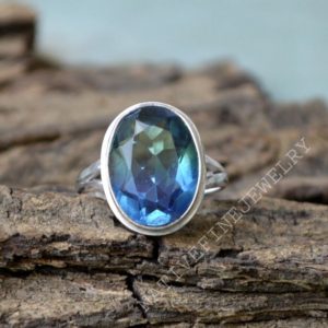 Shop Tourmaline Rings! Tourmaline Quartz Ring- 925 Sterling Silver Ring -Oval Cut Multicolor Quartz Gift Ring -Birthstone Gift Ring- Tourmaline Quartz Gift Ring | Natural genuine Tourmaline rings, simple unique handcrafted gemstone rings. #rings #jewelry #shopping #gift #handmade #fashion #style #affiliate #ad