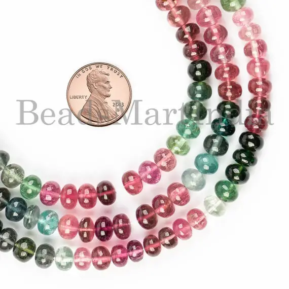 Top Quality Multi Tourmaline Beads, 6-7 Mm Tourmaline Smooth Beads, Tourmaline Rondelle Beads, Multi Tourmaline Plain Gemstone Beads,