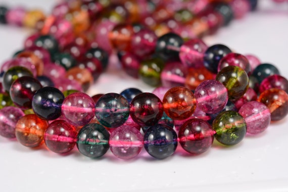 Assorted Crystal Beads - Colored  Quartz Crystals - Colorful Clear Quartz - Rock Crystal - Tourmaline Like Beads - 10mm Round Beads- 15 Inch
