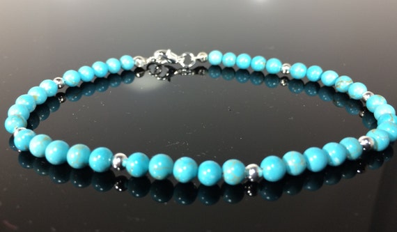 Turquoise Bracelet, Turquoise Gemstone Bracelet, Genuine Gemstone Bracelet, Birthstone Bracelet