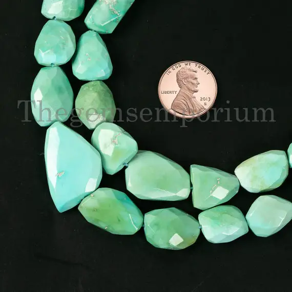 8x10.5-15x20mm Natural Turquoise Nugget Beads, Sleeping Beauty Fancy Nugget Beads, Faceted Gemstone Beads, Fancy Beads