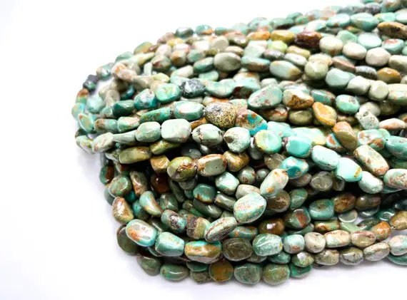 Natural Turquoise Beads, Genuine Green Turquoise Pebble Nugget Chip Loose Gemstone Beads (assorted Size) - Pgs347