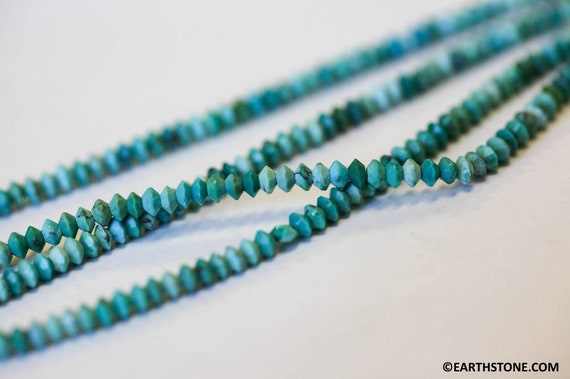 Xs/ Chinese Turquoise 3mm Faceted Rondelle Beads 15.5" Strand Stabilized Gemstone Turquoise Beads Shade Varies Nicely Cut For Jewelry Making