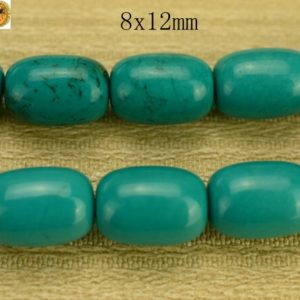Turquoise,15 inch full strand natural Turquoise smooth barrel beads,drum beads,green color 8x12mm | Natural genuine beads Gemstone beads for beading and jewelry making.  #jewelry #beads #beadedjewelry #diyjewelry #jewelrymaking #beadstore #beading #affiliate #ad