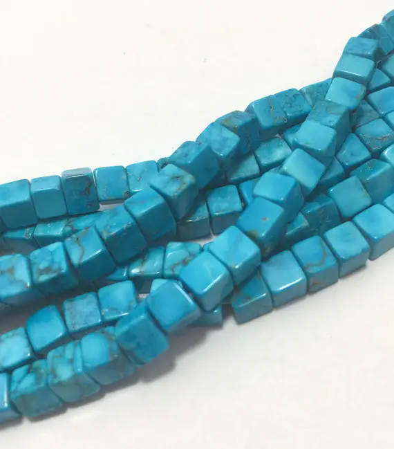 4.5 - 6 Mm Turquoise Plain Box Gemstone Beads Strand Sale / Turquoise Gemstone Beads Wholesale / Semi Precious Stone Beads / Turquoise Cubes