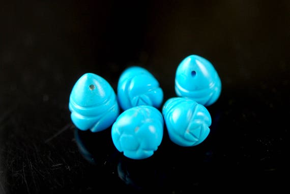 Fancy Turquoise Hive Shaped Drops 5 Pieces