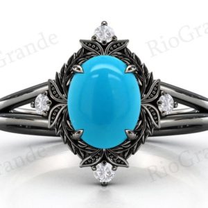 Art Deco Turquoise Engagement Ring Antique Leaf Turquoise Wedding Ring Vintage Turquoise Bridal Promise Ring 925 Silver Wedding Ring For Her | Natural genuine Array rings, simple unique alternative gemstone engagement rings. #rings #jewelry #bridal #wedding #jewelryaccessories #engagementrings #weddingideas #affiliate #ad