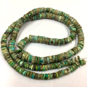 Shop Turquoise Rondelle Beads! Natural Smooth Arizona Turquoise Tyre Shape Beads 4.5-6mm Wheel Shape Turquoise Gemstone Beads 18" Strand Turquoise Strand | Natural genuine rondelle Turquoise beads for beading and jewelry making.  #jewelry #beads #beadedjewelry #diyjewelry #jewelrymaking #beadstore #beading #affiliate #ad