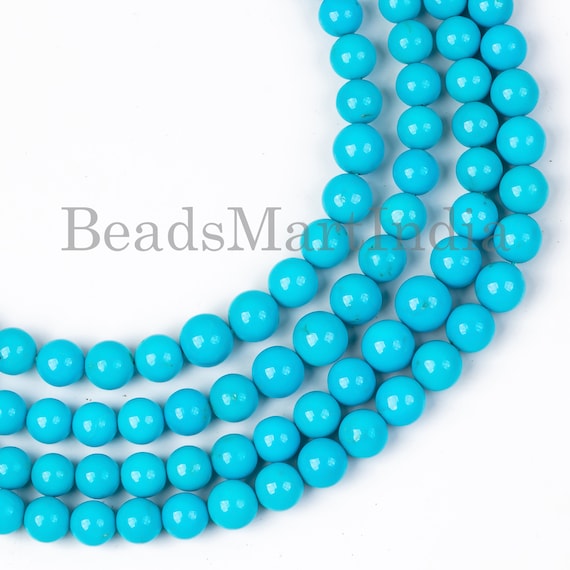 Aaa Natural Sleeping Beauty Turquoise Plain Round Gemstone Beads, Turquoise Smooth Round Beads, High Quality Turquoise Smooth Beads