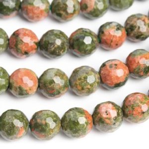 Shop Unakite Faceted Beads! Genuine Natural Unakite Gemstone Beads 7-8MM Green & Pink Micro Faceted Round AAA Quality Loose Beads (121621) | Natural genuine faceted Unakite beads for beading and jewelry making.  #jewelry #beads #beadedjewelry #diyjewelry #jewelrymaking #beadstore #beading #affiliate #ad