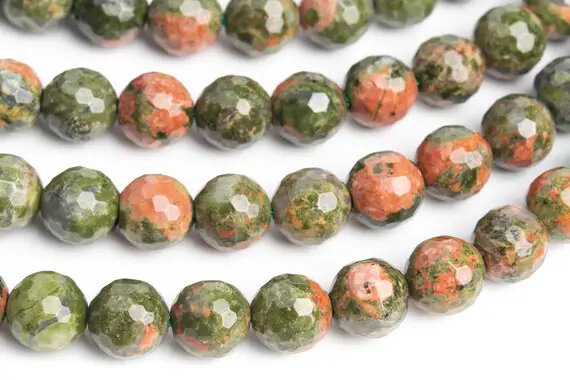 Genuine Natural Unakite Gemstone Beads 7-8mm Green & Pink Micro Faceted Round Aaa Quality Loose Beads (121621)