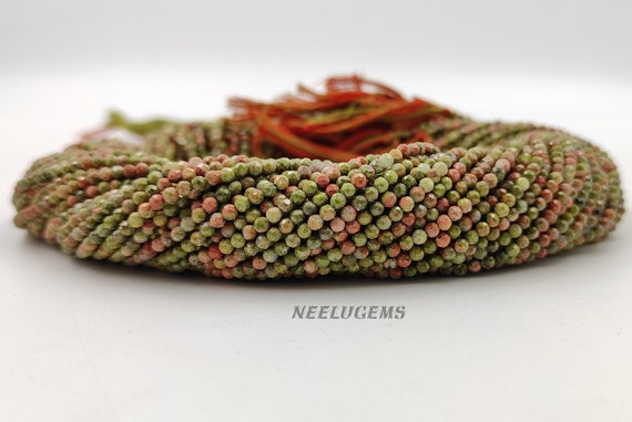 Natural Unakite Micro Cut Faceted Rondelle Beads,unakite Faceted Beads,unakite Rondelle Beads,unakite Micro Cut Beads,2-2.5 Mm Unakite Beads