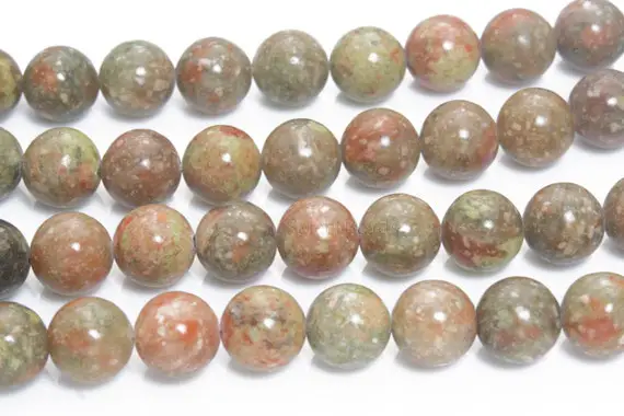 Fall Color Autumn Jasper Beads - Pink And Green Chinese Unakite Beads - Colorful Gemstones For Jewelry Making - 4-14mm Round Beads -15inch