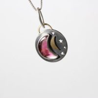 Pink Watermelon Tourmaline Moon Necklace Crescent Black Silver Circle 14k Yellow Gold Gemstone Pendant Romantic Starry Night Sky – Babymoon | Natural genuine Gemstone jewelry. Buy crystal jewelry, handmade handcrafted artisan jewelry for women.  Unique handmade gift ideas. #jewelry #beadedjewelry #beadedjewelry #gift #shopping #handmadejewelry #fashion #style #product #jewelry #affiliate #ad