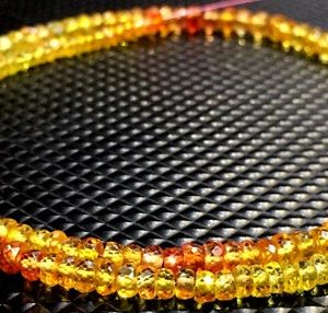 AAA+ QUALITY~~Extremely Beautiful~Sparkling Padparadscha Sapphire Faceted Rondelle Beads Shaded Yellow Sapphire Gemstone Beads. | Natural genuine beads Array beads for beading and jewelry making.  #jewelry #beads #beadedjewelry #diyjewelry #jewelrymaking #beadstore #beading #affiliate #ad
