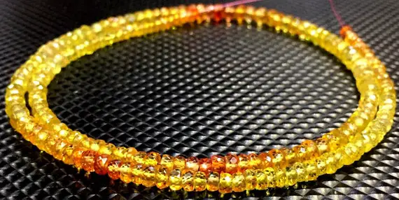Aaa+ Extremely Beautiful~sparkle Padparadscha Sapphire Faceted Rondelle Beads Shaded Yellow Sapphire Gemstone Beads 3.mm Sapphire Beads.