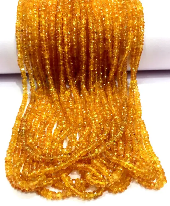 Aaa Quality~natural Songea Yellow Sapphire Faceted Rondelle Beads 3.mm Sapphire Gemstone Beads Wholesale Sapphire Beads Jewelry Making Beads