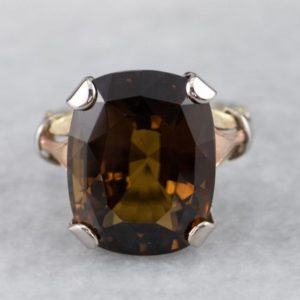 Shop Zircon Rings! Gorgeous Brown Zircon Retro Era Ring, Two Tone Zircon Ring, Zircon Cocktail Ring, Birthstone Ring, Tri-Color Gold Zircon Ring  PQ8YUVJ2 | Natural genuine Zircon rings, simple unique handcrafted gemstone rings. #rings #jewelry #shopping #gift #handmade #fashion #style #affiliate #ad