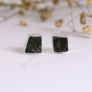 Shop Moldavite Earrings! 100% Natural Moldavite Raw Genuine, Stud Earrings ,Authentic Moldavite, Raw Moldavite ,Sterling Silver Earrings, Certified Moldavite Earring | Natural genuine Moldavite earrings. Buy crystal jewelry, handmade handcrafted artisan jewelry for women.  Unique handmade gift ideas. #jewelry #beadedearrings #beadedjewelry #gift #shopping #handmadejewelry #fashion #style #product #earrings #affiliate #ad