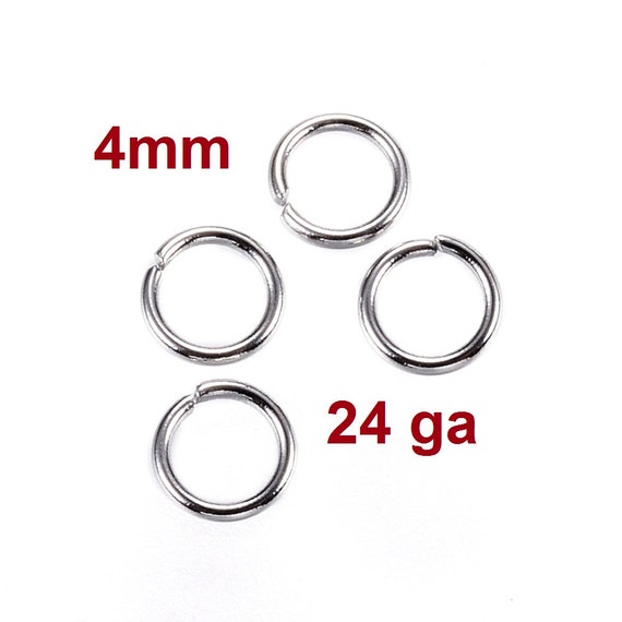 1000 Pcs 304 Stainless Steel Open Jump Rings 4mm - 24 Gauge (0.6mm Thick) - Silver Tone - High Quality! Hypoallergenic! Tarnish Resistant!