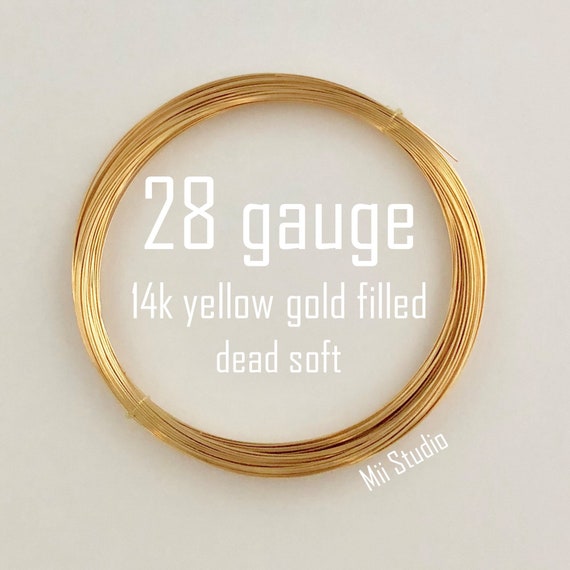 10ft 28 Gauge 14k Yellow Gold Filled Round Beading Wire Bright Shinny Yellow Dead Soft W28dsg