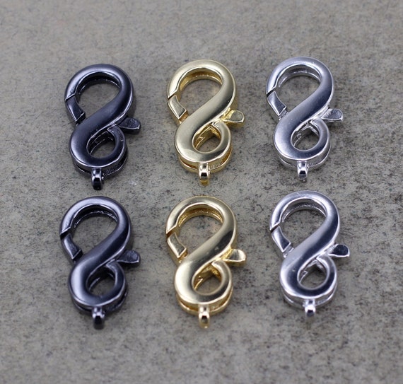 10pcs Infinity Clasps, Figure 8 Clasps, Spring Hook Clasps, Trigger Clasps For Jewelry Making,11mm X 20.5mm