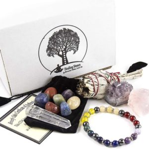 Shop Gifts for Crystal Lovers! 12 Pc White California Sage & Chakra Crystal Healing Kit~Sag Stick, Crystal Obelisk, Rose Quartz Stone, Amethyst Chunk, Chakra Bracelet, | Shop jewelry making and beading supplies, tools & findings for DIY jewelry making and crafts. #jewelrymaking #diyjewelry #jewelrycrafts #jewelrysupplies #beading #affiliate #ad