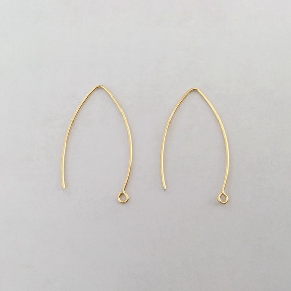 14k Gold Filled V Ear Wires, Jewelry Making Supplies (32mm)