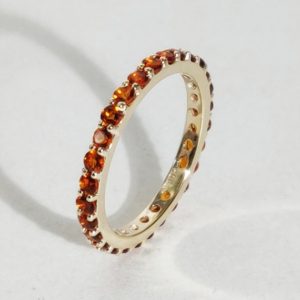 Shop Citrine Rings! 14K Gold Natural Madeira Citrine Eternity Ring, 14K Solid Yellow Gold Ring, Citrine Engagement Ring, November Birthstone, Wedding Ring | Natural genuine Citrine rings, simple unique alternative gemstone engagement rings. #rings #jewelry #bridal #wedding #jewelryaccessories #engagementrings #weddingideas #affiliate #ad