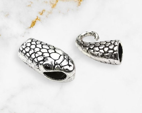1pc Antique Silver Snake Head And Tail Clasp For Jewelry Making, Necklace End Cap Connector Findings Beading Craft, Beading Jewelry Supplies