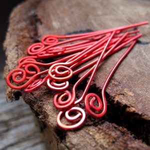 Shop Head Pins & Eye Pins! 22 gauge Red Spiral Headpins Enameled Swirl Copper Head Pins Handmade Spiral Eye pins Christmas findings Artisan Findings, Colored Sticks | Shop jewelry making and beading supplies, tools & findings for DIY jewelry making and crafts. #jewelrymaking #diyjewelry #jewelrycrafts #jewelrysupplies #beading #affiliate #ad