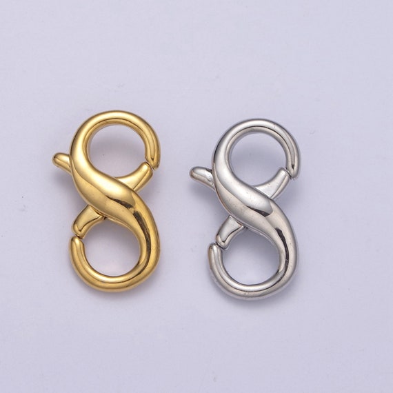 24k Gold Filled 18mm Double Opening Infinity Silver Figure 8 Interchangeable Enhancer Clasps For Jewelry Making L-580 / L-581