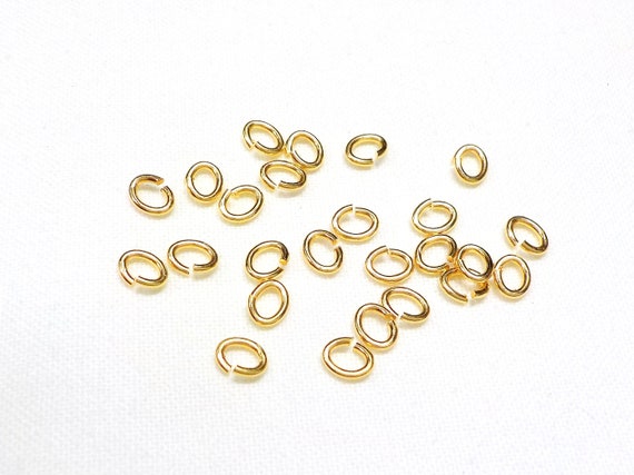 24k Gold Plated Over Brass High Quality Oval Jump Rings 3.5x4.5x0.8mm, 20 Gauge, Non Tarnish - 20 Pieces