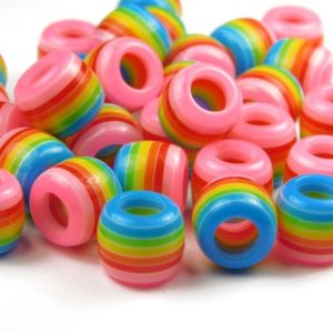 Shop Beads With Large Holes! 25 Pieces – 11×10.5mm Opaque Multicolor Acrylic Beads – Large Hole Beads – Rainbow Beads – Craft Supplies – Jewelry Supplies | Shop jewelry making and beading supplies, tools & findings for DIY jewelry making and crafts. #jewelrymaking #diyjewelry #jewelrycrafts #jewelrysupplies #beading #affiliate #ad