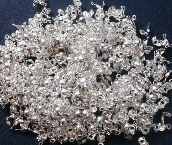 4mm Silver Plated Closed Clam Shell Metal Bead Tips 500+pc Clasp Findings Fpc260
