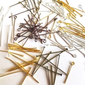 Shop Head Pins & Eye Pins! 50 pcs Gold / Silver Plated/bronze/ copper mixed sizes eye pin head pins flat head pins, Jewelry Findings Making | Shop jewelry making and beading supplies, tools & findings for DIY jewelry making and crafts. #jewelrymaking #diyjewelry #jewelrycrafts #jewelrysupplies #beading #affiliate #ad