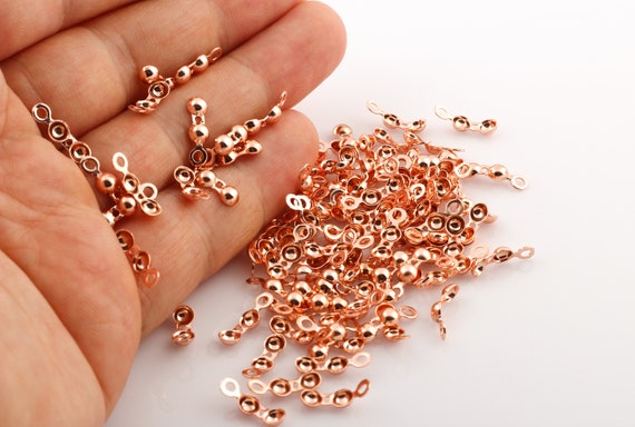 Rose Gold Crimp Beads, Crimps, 13x4mm, Ball Chain Clasp , Crimps,-rsgld-34
