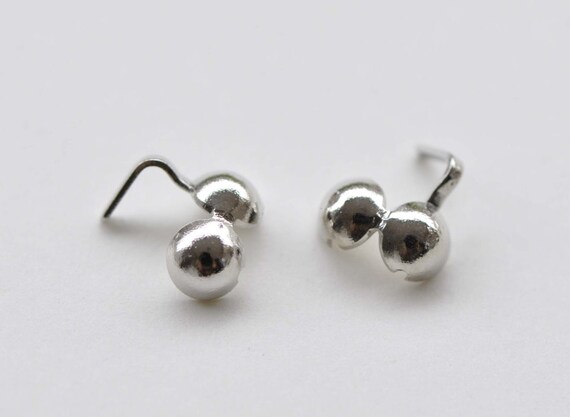50 Pcs Silver Gray Nickel Tone Brass Thick Fold Over Clamshell Clasps Bead Tips 4.5mm  A7706