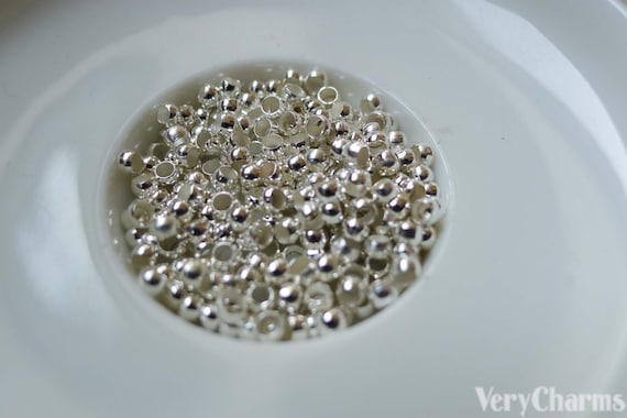 500 Pcs Of Silver Tone Brass Crimp Beads 2mm A5668