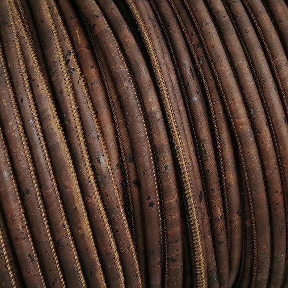 5mm Brown Cork Fabric  Cord, 1 Meter/ 39 In  - 5 Mm Genuine Cork Cord Brown (european Product) Ref-8