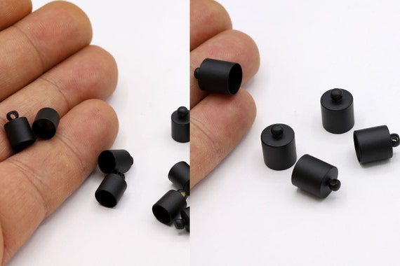 7mm, 8mm,10mm Black Plated Bead Caps , Cord End , Cord Tip , Solid End Cap, Tassel Cap, Black Plated Findings - Ts526
