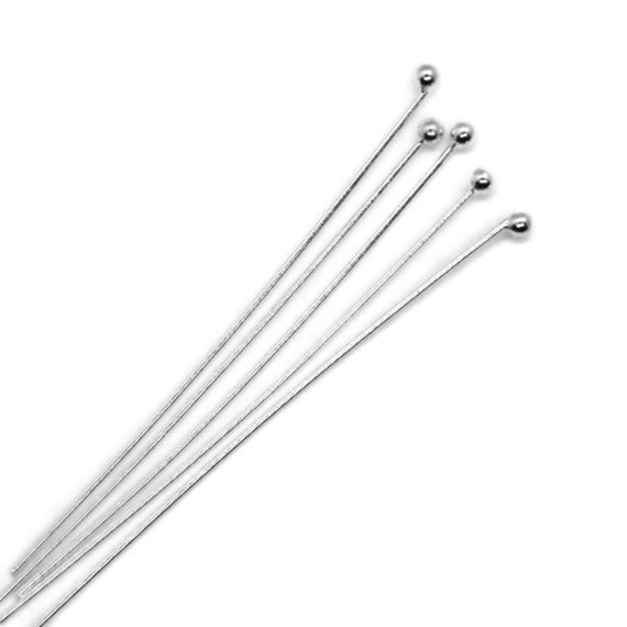 Sterling Silver Ball Head Pins – 0.5mm Wire With 1.5mm Ball End – 25mm, 38mm, 50mm