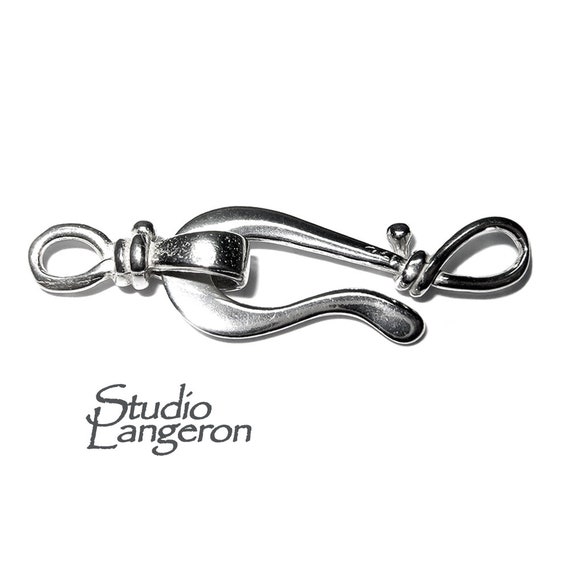 925 Sterling Silver Hook Eye Large Clasp, Silver Clasp, Jewelry Making, Hook Eye Clasp, Clasps, Sterling Silver, 925 Silver Clasp - 1 Piece