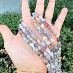 Shop Agate Chip & Nugget Beads! 1 Strand/15" Natural Brown Botswana Agate Healing Gemstone 6mm to 8mm Free Form Oval Tumbled Pebble Stone Beads for Earrings Jewelry Making | Natural genuine chip Agate beads for beading and jewelry making.  #jewelry #beads #beadedjewelry #diyjewelry #jewelrymaking #beadstore #beading #affiliate #ad